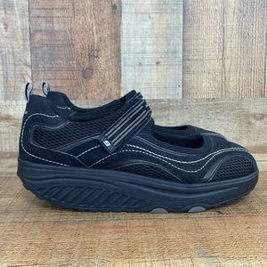 Skechers Shape Ups Black Leather Fitness Mary Jane Shoes Womens 10 Sleek Fit